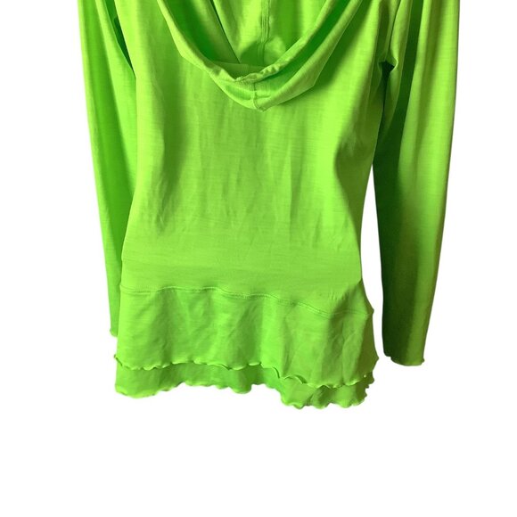 Calvin Klein Performance Quick Dry Womens Green Hooded Long Sleeve Ruched Top M - Picture 10 of 10